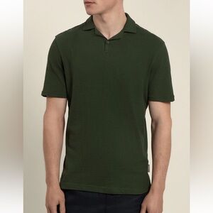 Larsson & Co Green Textured Resort Collar Polo Large